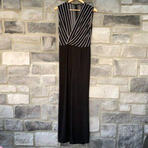 Bebe black and white striped women's jumpsuit